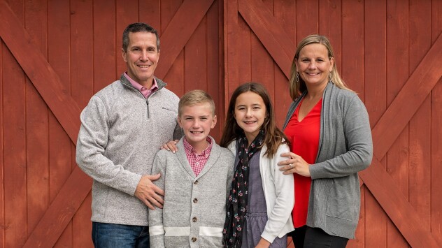 Stroke survivor Lisa Deck with her husband and children