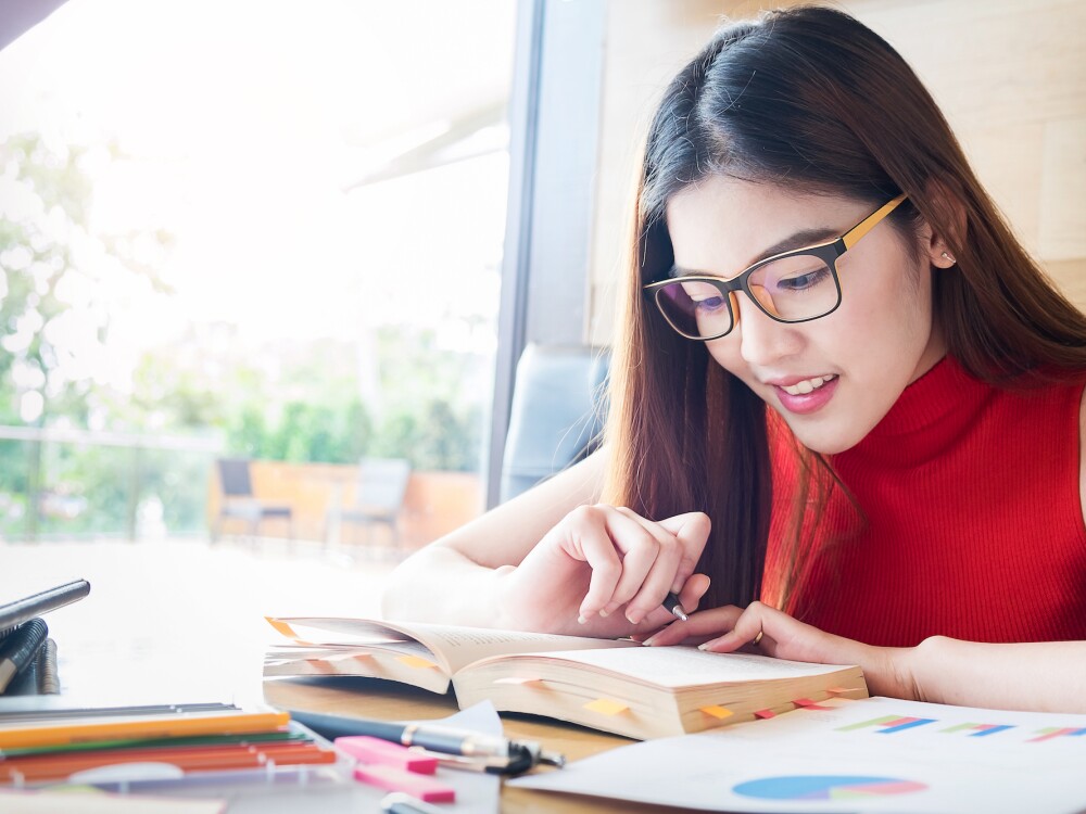 Woman reading book