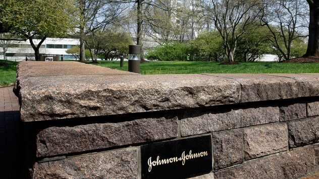 A brick wall at Johnson & Johnson's headquarters