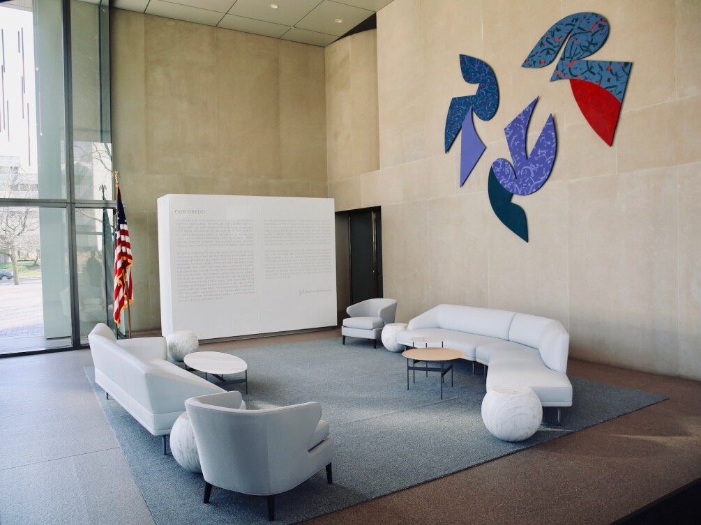 View of office space with the Credo wall on display