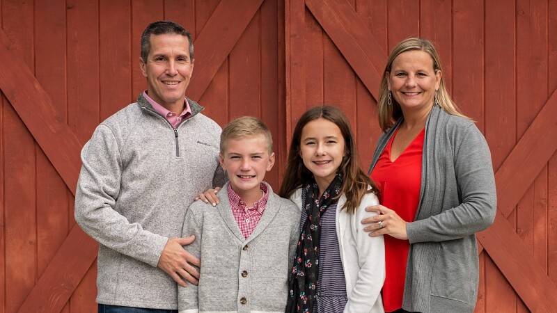 Stroke survivor Lisa Deck with her husband and children