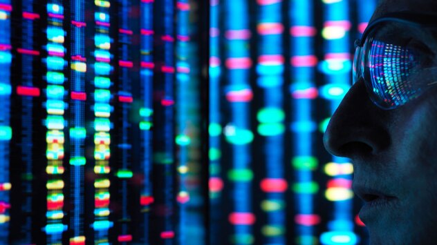 Scientist observing genes