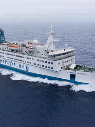 Mercyships Africa Mercy sailing through the ocean 