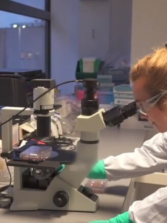 Scientist working in a laboratory on a vaccine