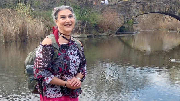 Lynn Discenza in front of a bridge